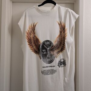 White Graphic Sleeveless Shirt